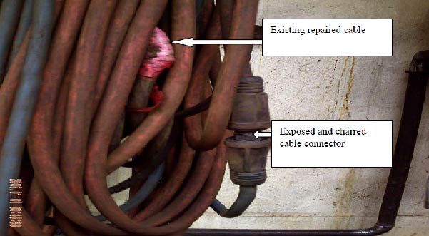 Figure 4 - Midway cable connector found arcing and smoking