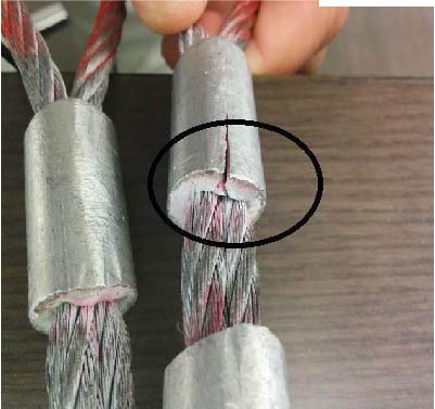 Damage to wire rope slings