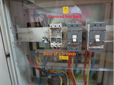 Exposed bus bars