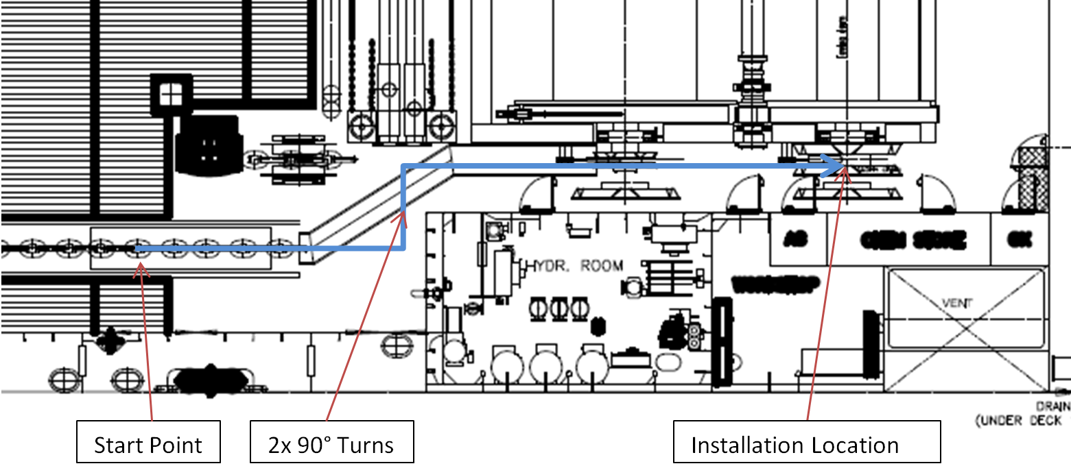 Plan view drawing of the intended route for the installation of the gypsy